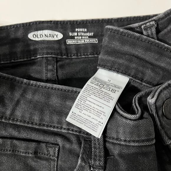 Old Navy Women’s Jeans Power Slim Straight Black Size 10 Good Condition - Picture 6 of 10